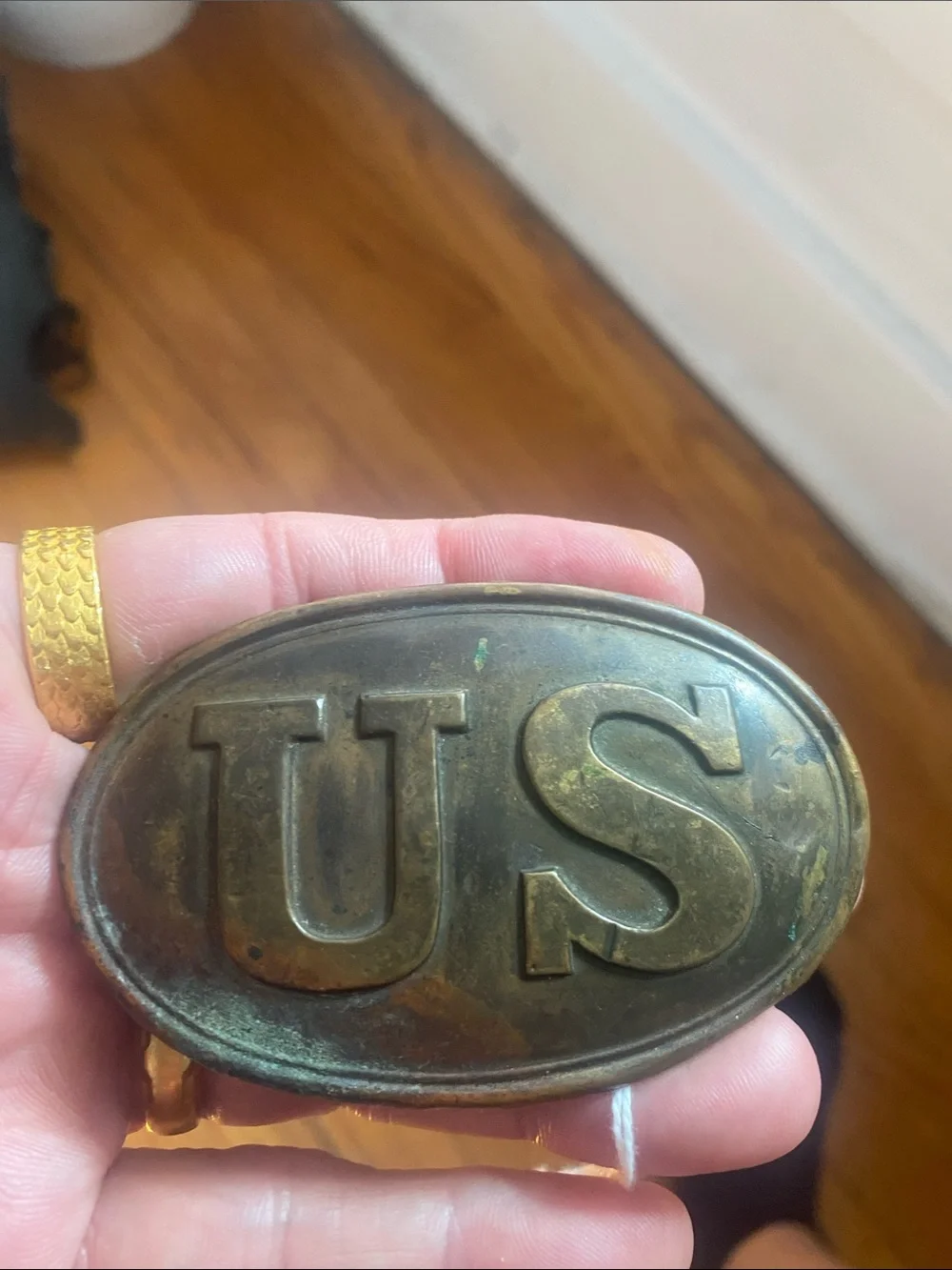 U.S. Army Brass Belt Buckle with Green Patina